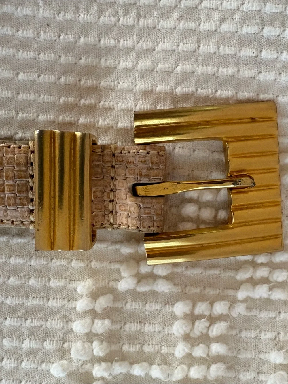 Carlisle Tan Lizard-Embossed Leather Belt with Gold Buckle size Small